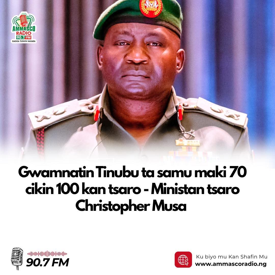 Ministan tsaron Nijeriya, Janar Christopher Musa mai ritaya, ya bayyana cewa gwamnatin Shugaba Bola Ahmed Tinubu ta samu maki 70 cikin 100 kan kokarin  magance matsalar tsaro a kasar nan.